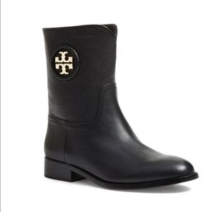 TORY BURCH • Hallie • Black Leather Ankle Boots